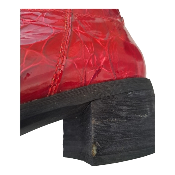 Ecco Burgundy Croc-Embossed Heeled Boots - Picture 12 of 13